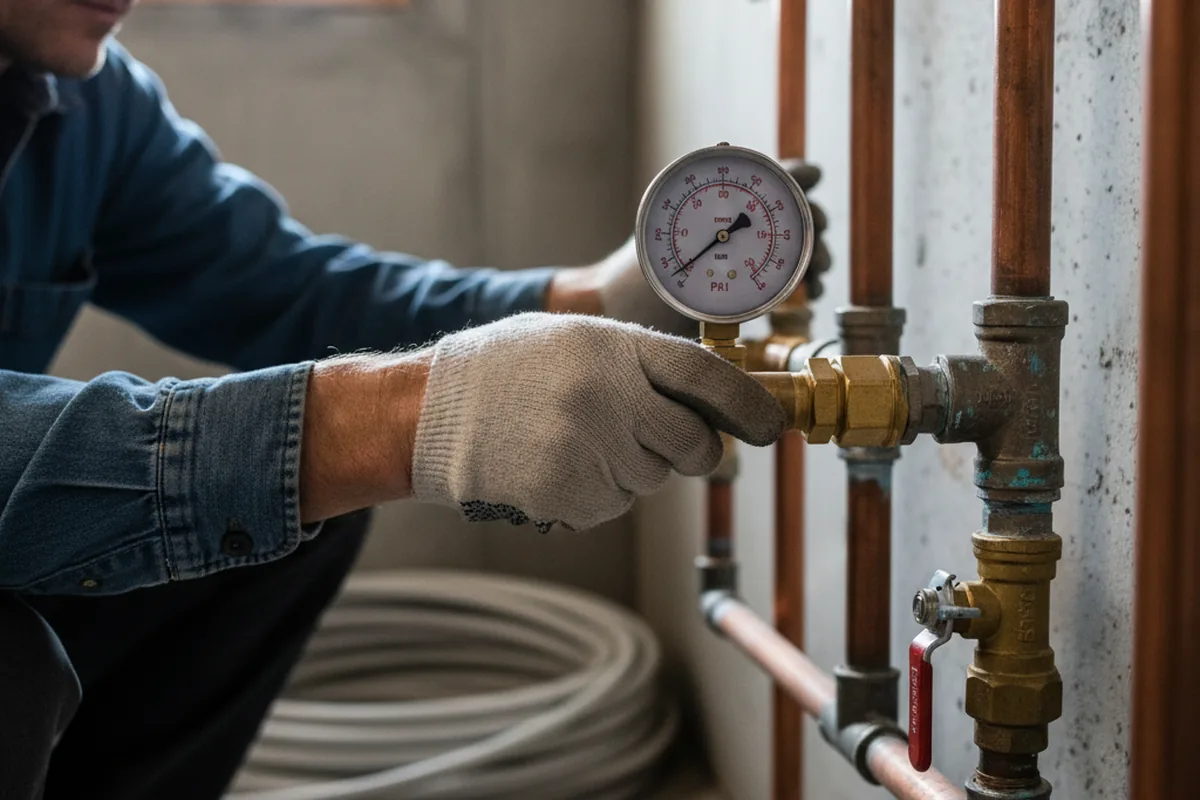 Pressure testing a repaired line during Water Line Repair in Coldiron